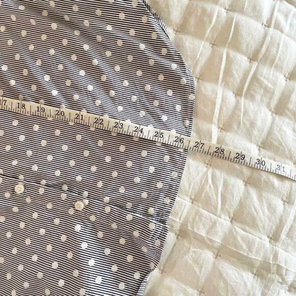 Ann Taylor Pinstripe Polka Dot Shirt Women's 10P | Navy & White Button-up | EUC - Picture 8 of 9
